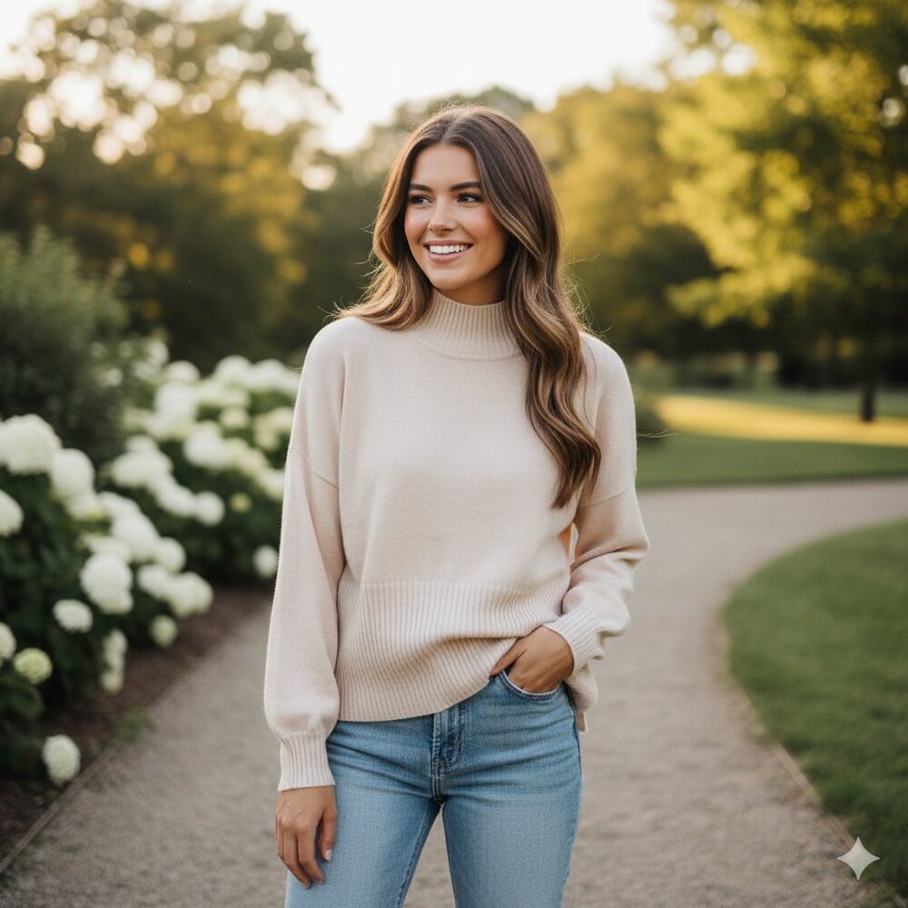 Tee Ink High Neck Pullover Drop Shoulder Oversized Sweater Size 4 Preowned